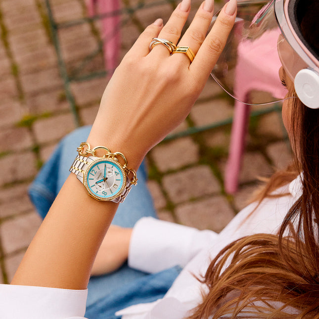 Γυναικείο Ρολόι Breeze Crystàl με Δίχρωμο Ατσάλι, Turquoise Λεπτομέρειες & Κρύσταλλα Swarovski -712451.3