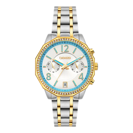 Γυναικείο Ρολόι Breeze Crystàl με Δίχρωμο Ατσάλι, Turquoise Λεπτομέρειες & Κρύσταλλα Swarovski -712451.3