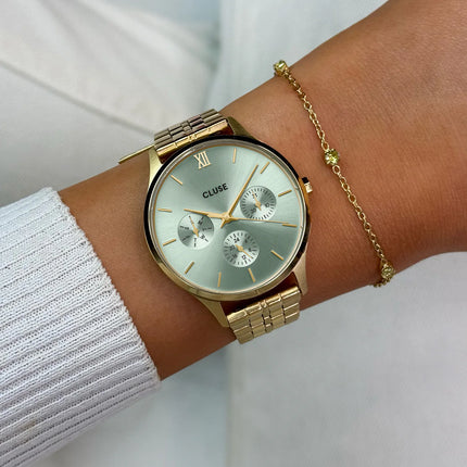 Γυναικείο Ρολόι CLUSE Minuit Multifunction από Χρυσό Ατσάλι με Πράσινο Καντράν - CW10709