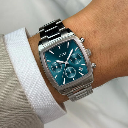 Ανδρικό Ρολόι CLUSE Quartaut Chrono από Ασημί Ατσάλι με Μπλέ Καντράν - CW52001
