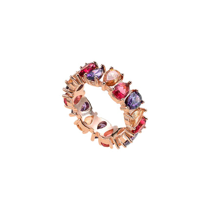 Γυναικείο Rose-Gold Δαχτυλίδι Breeze από Ασήμι 925° με Πολύχρωμα Ζιργκόν & Λαμπερό Φινίρισμα – 113016.3012