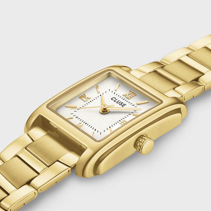 Γυναικείο Ρολόι CLUSE Anglée με Χρυσό Ατσάλι και Λευκό Καντράν με Λατινικούς Αριθμούς - CW16601